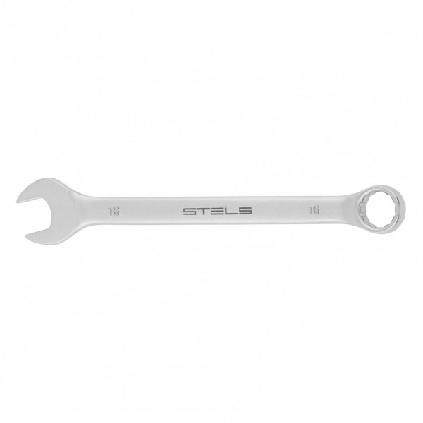 Ключ комбинированный, 16 мм, CrV, матовый хром Stels 15221