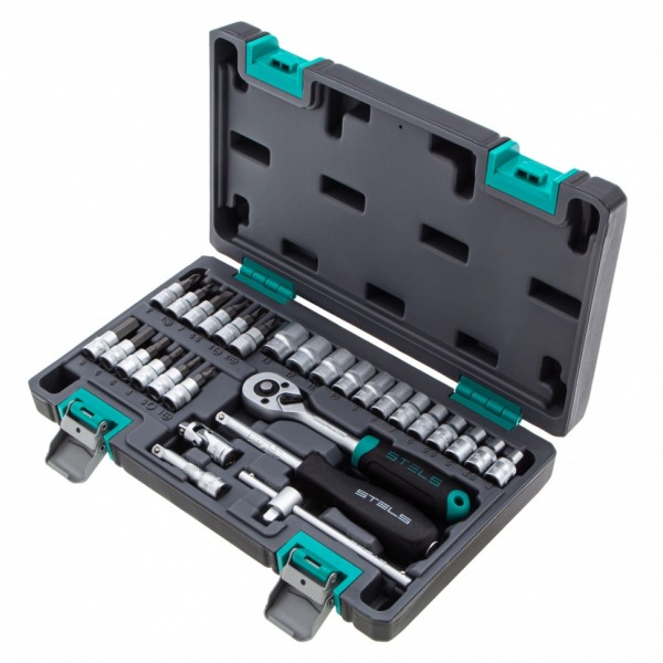 Набор инструментов, 1/4, CrV, пластиковый кейс, 29 предметов Stels 14100