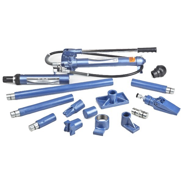 Растяжка гидравлическая, 10 т, набор из 17 предметов, 7 сменных насадок, в пластиковом кейсе на колесах Stels 51356