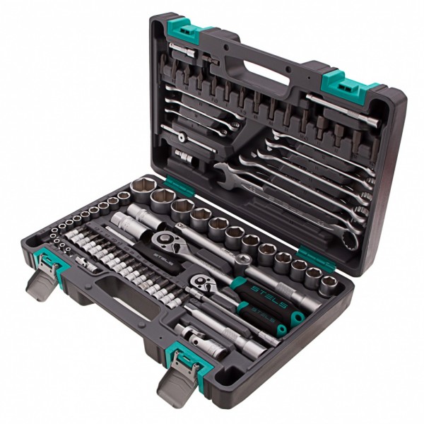 Набор инструментов, 1/2, 1/4, CrV, пластиковый кейс, 82 предмета Stels 14105