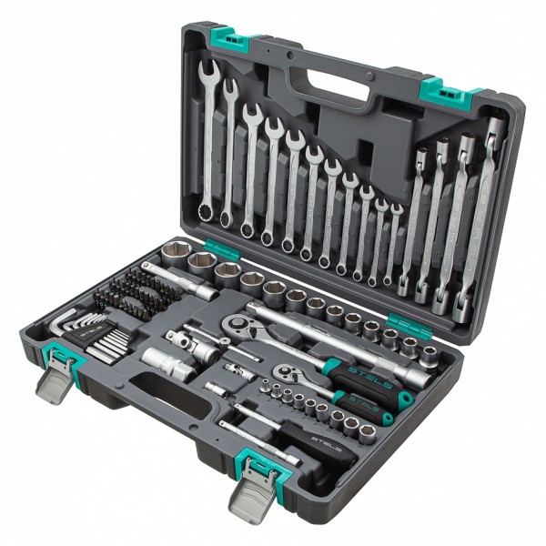 Набор инструментов, 1/2, 1/4, CrV, пластиковый кейс, 88 предметов Stels 14109