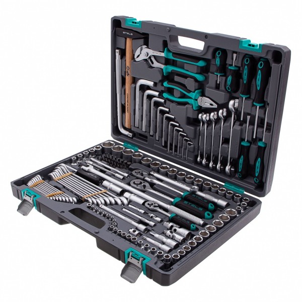 Набор инструментов, 1/2, 3/8, 1/4, CrV, пластиковый кейс, 142 предмета Stels 14107