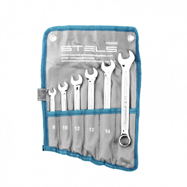 Набор ключей комбинированных 6 шт, 8-17 мм, антислип Stels 15282