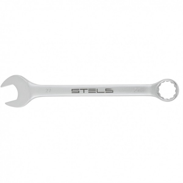 Ключ комбинированный, 27 мм, CrV, матовый хром Stels 15218