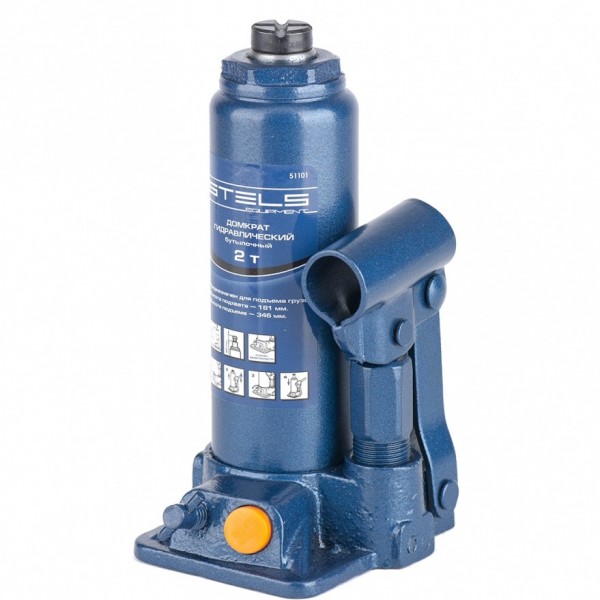 Домкрат гидравлический бутылочный, 2 т, H подъема 181-345 мм Stels 51101