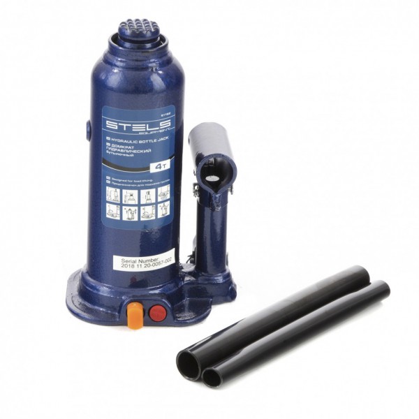 Домкрат гидравлический бутылочный, 4 т, h подъема 188-363 мм Stels 51162