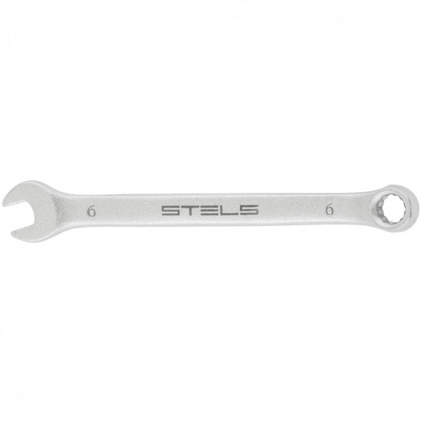 Ключ комбинированный, 6 мм, CrV, матовый хром Stels 15202
