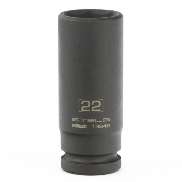 Головка ударная удлиненная шестигранная, 22 мм, 1/2, CrMo Stels 13948