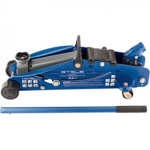 Домкрат гидравлический подкатной с фиксатором, 2.5 т, Safety Pin, 140-385 мм, в кейсе Stels 51132